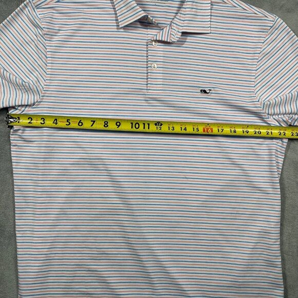 Vineyard‎ Vines On-The-Go Sankaty Polo Mens Large Blue Pink Striped Short Sleeve - Picture 8 of 9